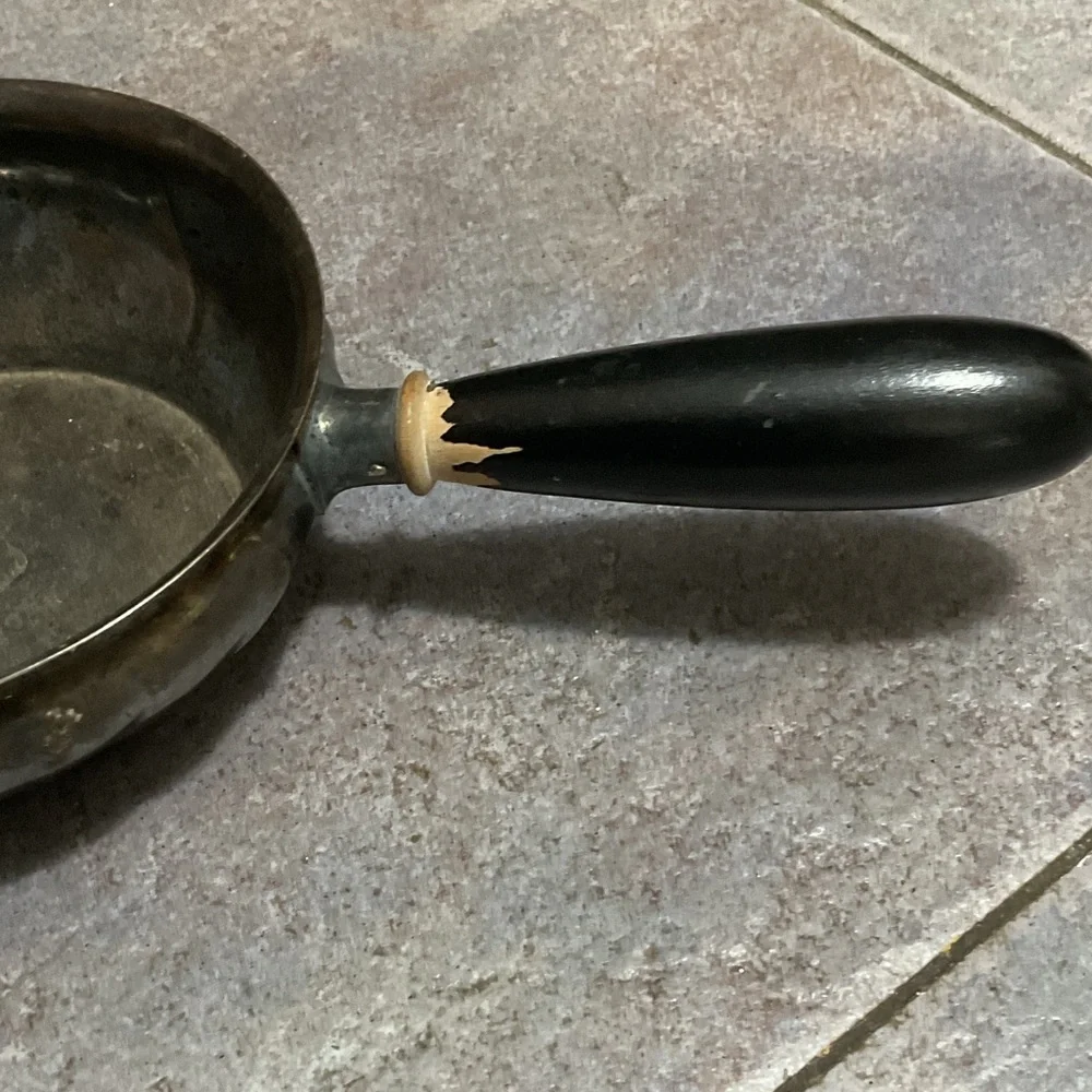Vintage Metal Saucepan with Black Handle